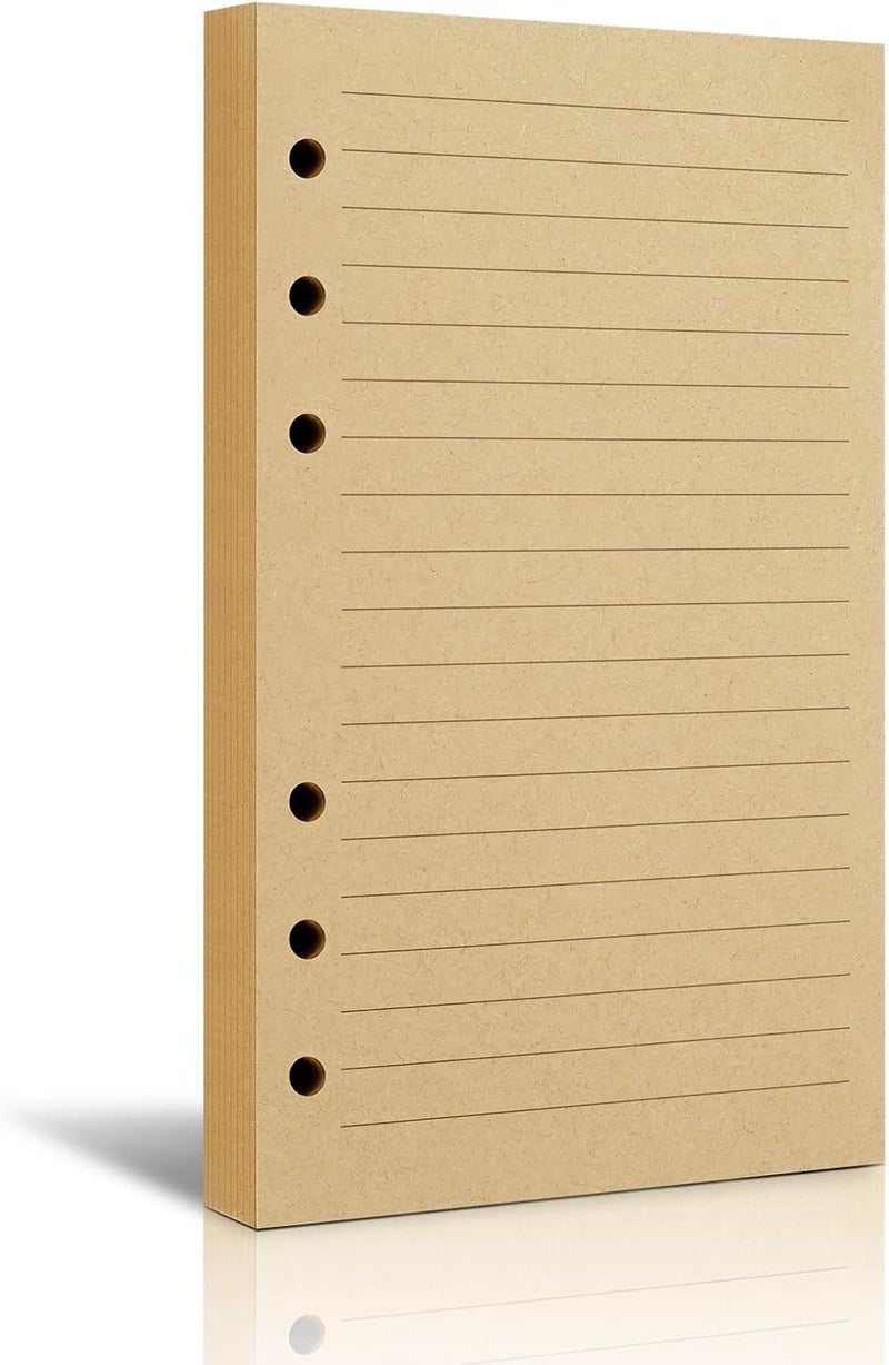 Tofun A6 Lined Vintage Refillable Paper, Retro A6 Binder Refills Paper for 6-Ring Binders Planner Traveller Journal Notebook Dairy, 7mm Ruled Filler Paper, 80 Sheets 160 Pages, Lined - Image 1